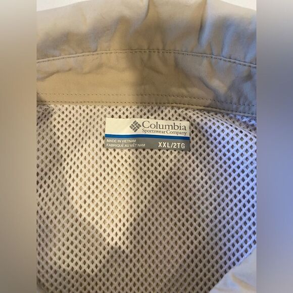 Columbia Mens Button Down Shirt 2XL PFG Fishing Vented Caped Nylon Short Sleeve - Picture 5 of 11